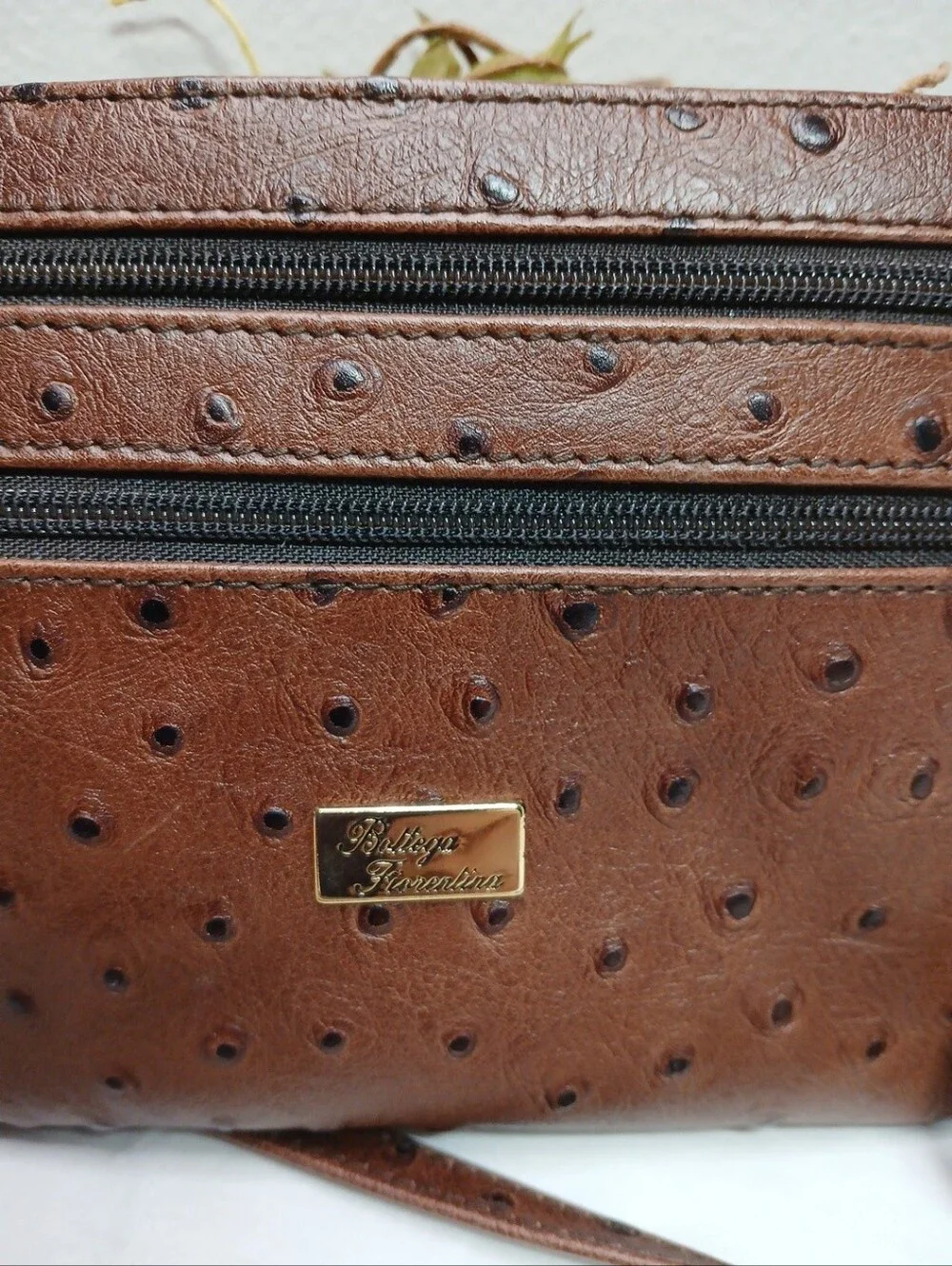 Bottega Fiorentina Petite Crossbody Handbag Clutch Brown Leather NWOT 6.5